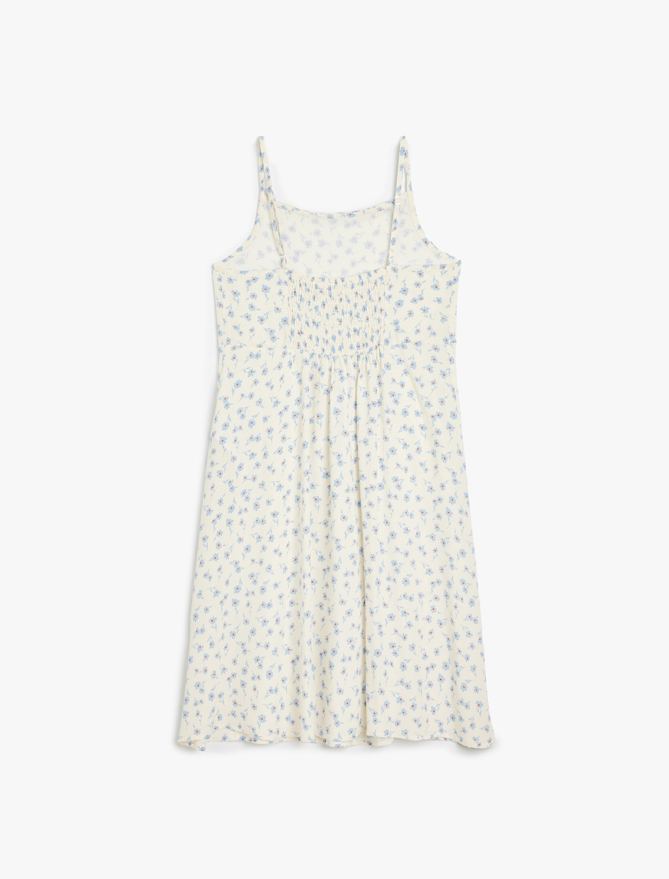  Kız Çocuk Elbise İnce Askılı Çiçek Desenli