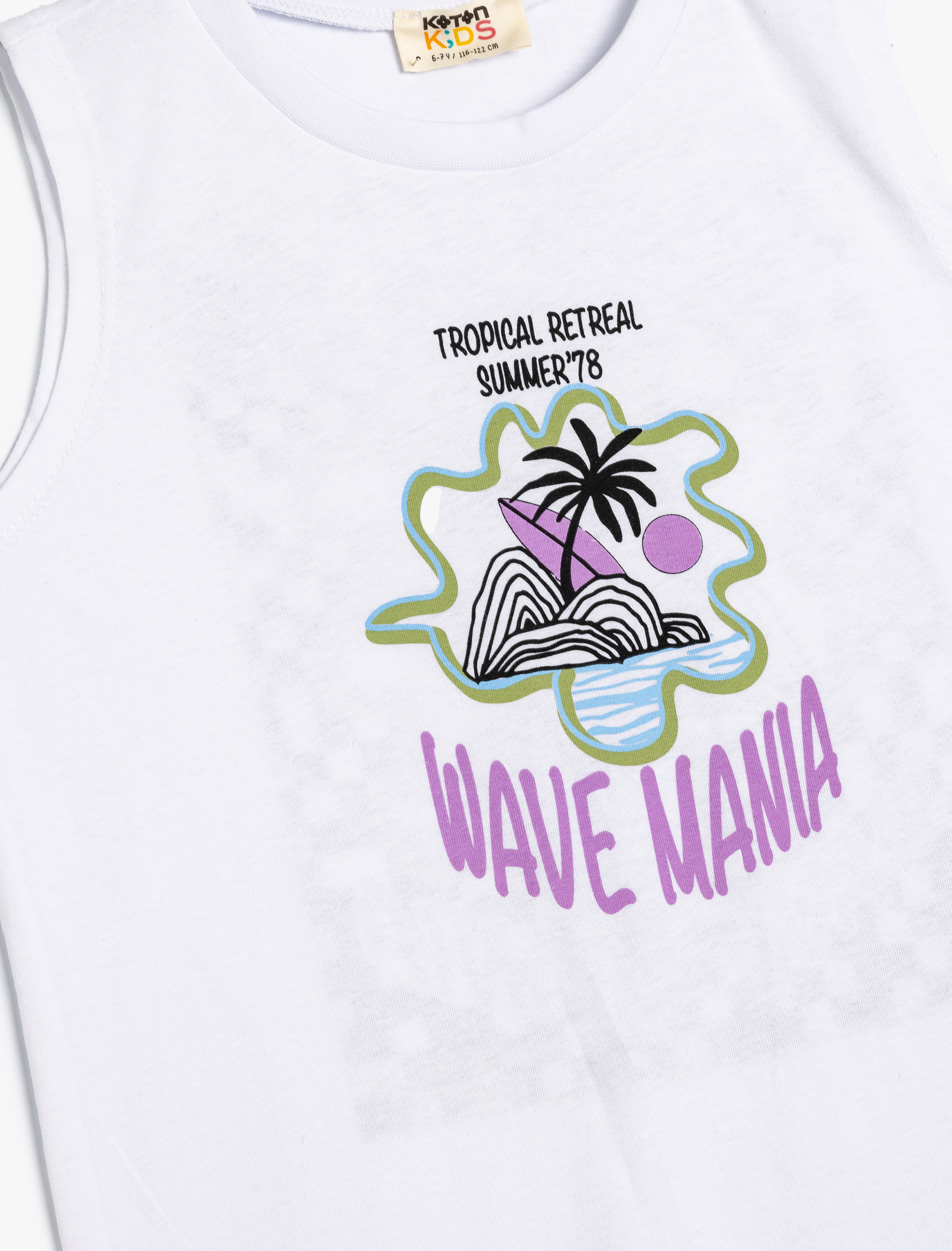 Erkek Çocuk Atlet Kolsuz Bisiklet Yaka Palmiye Baskılı