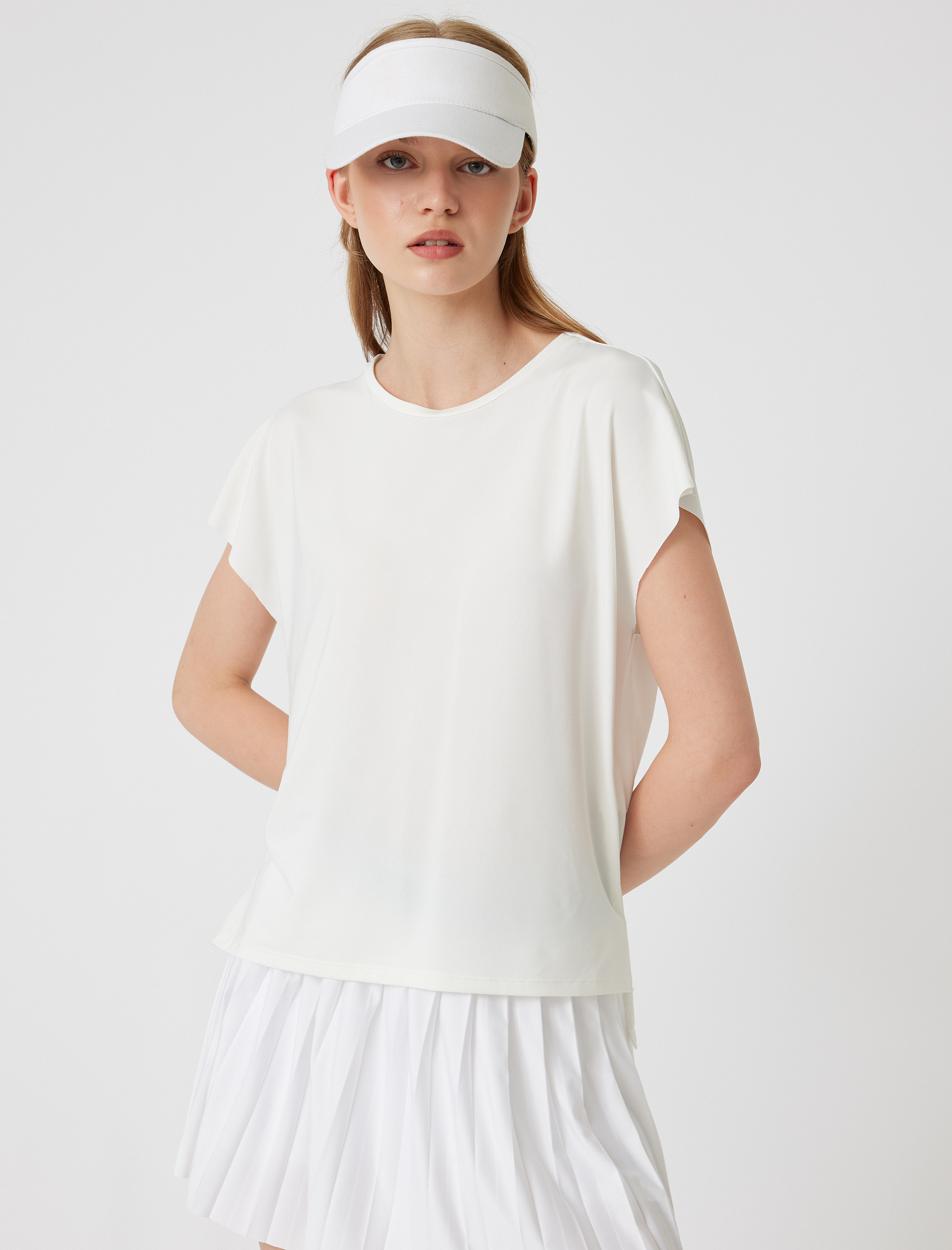   Oversize Spor Tişört Basic Bisiklet Yaka Kısa Kollu