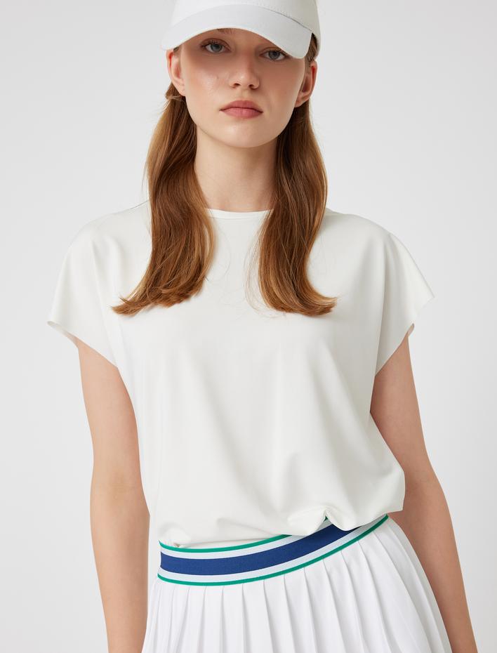  Oversize Spor Tişört Basic Bisiklet Yaka Kısa Kollu