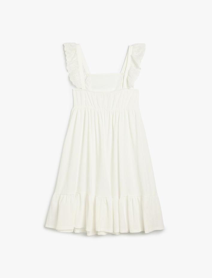 Kız Çocuk Elbise Askılı Fistolu Fırfır Detaylı A Kesim