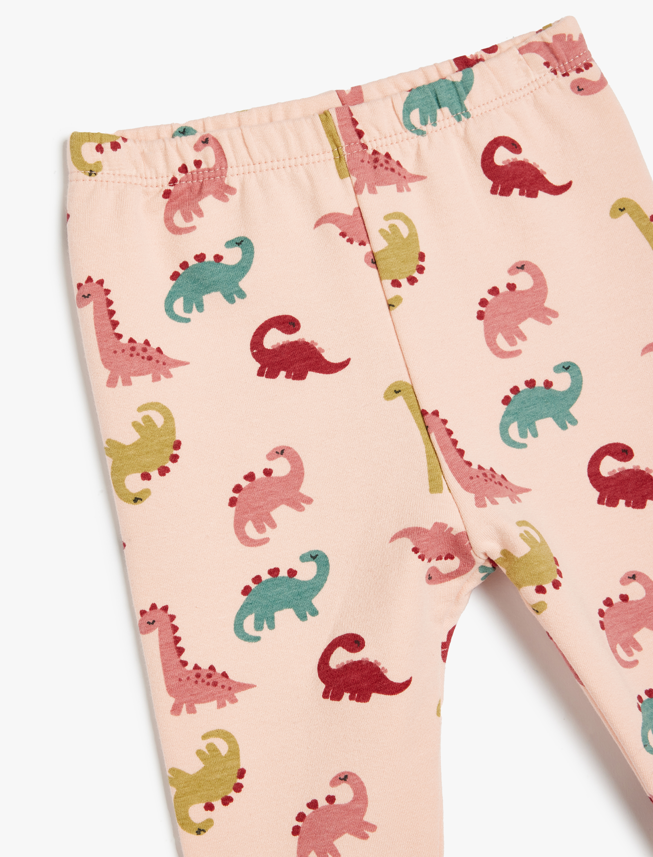  Kız Bebek Kışlık Tayt Dinozor Baskılı Beli Lastikli Pamuklu Şardonlu