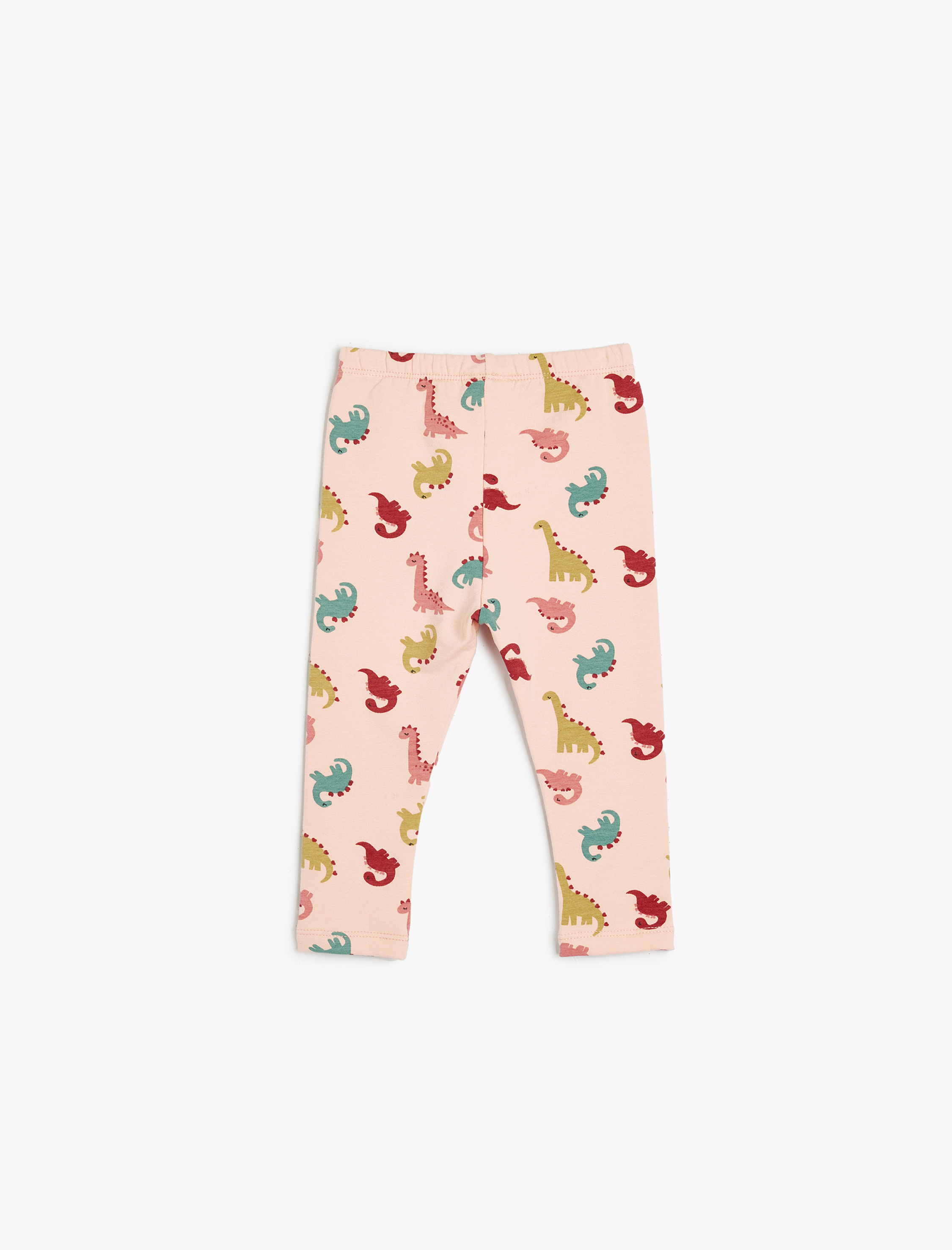  Kız Bebek Kışlık Tayt Dinozor Baskılı Beli Lastikli Pamuklu Şardonlu