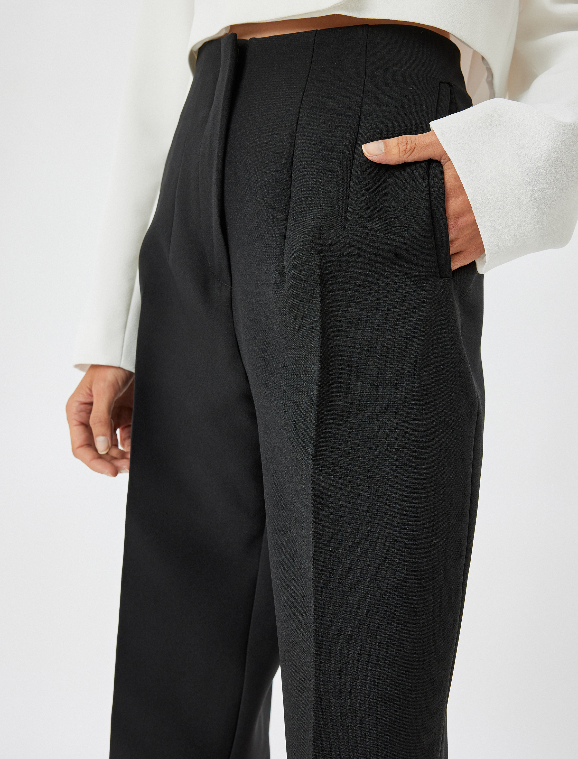   Yüksek Bel Cepli Slim Fit Cigarette Pantolon