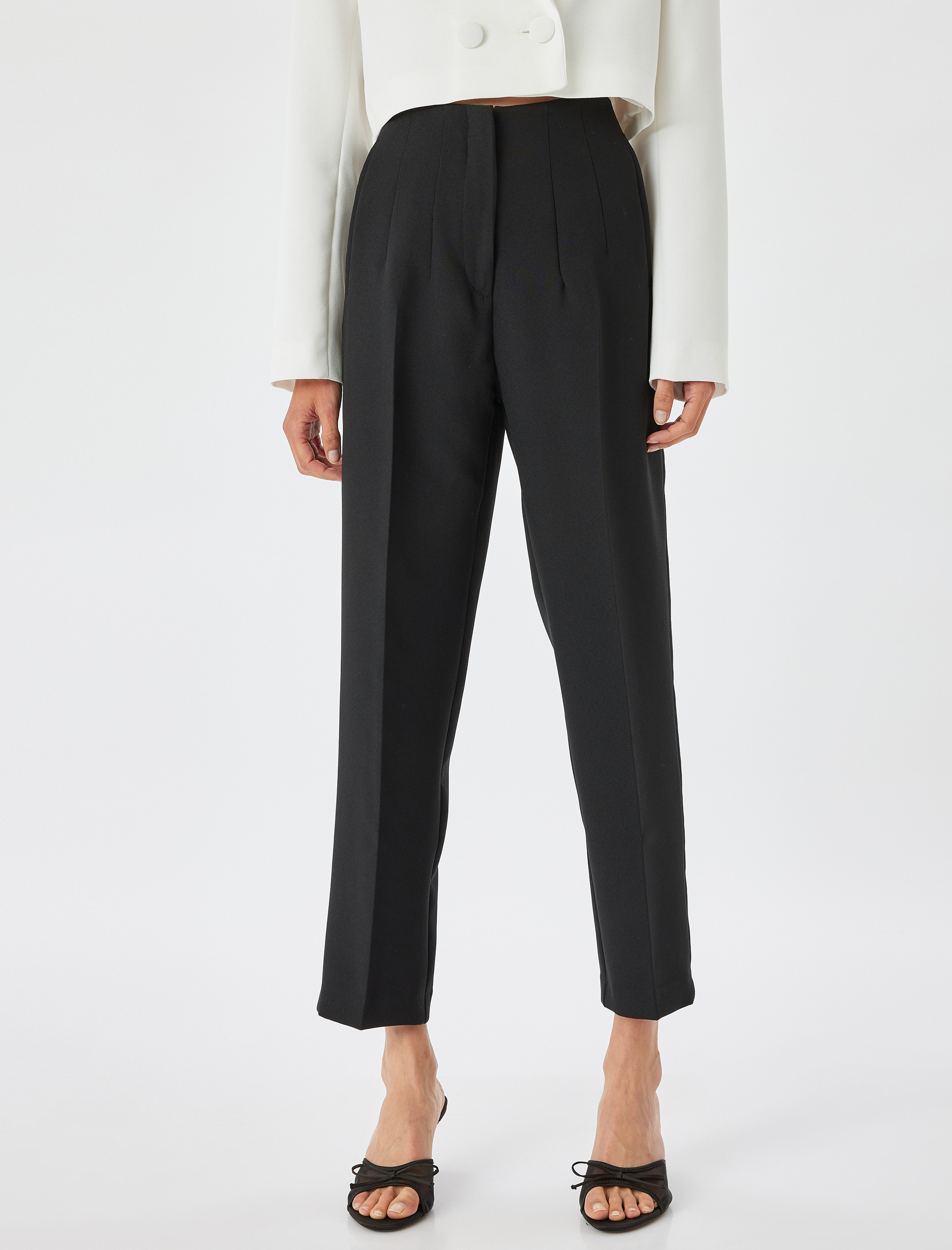   Yüksek Bel Cepli Slim Fit Cigarette Pantolon