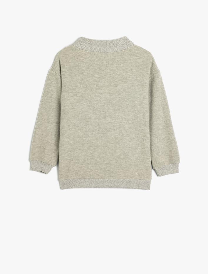 Erkek Çocuk Sweatshirt Dik Yaka Yarım Fermuarlı Uzun Kollu Pamuklu
