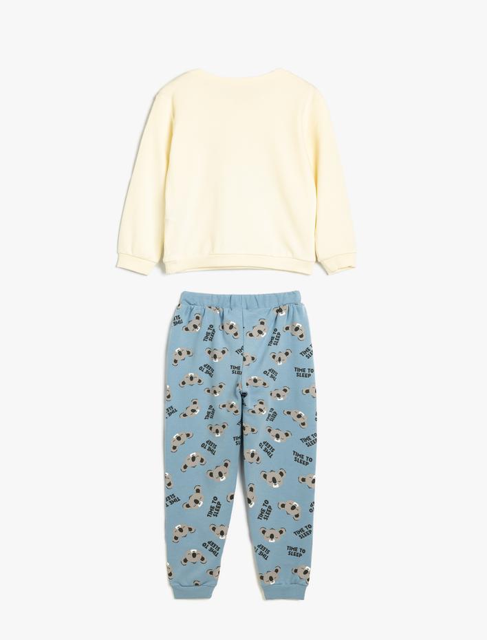 Erkek Bebek Pijama Takımı Koala Baskılı Uzun Kollu Bisiklet Yaka Pamuklu