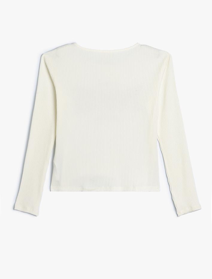 Kız Çocuk Pamuklu Uzun Kollu Slogan Baskılı Kaşkorse Tişört