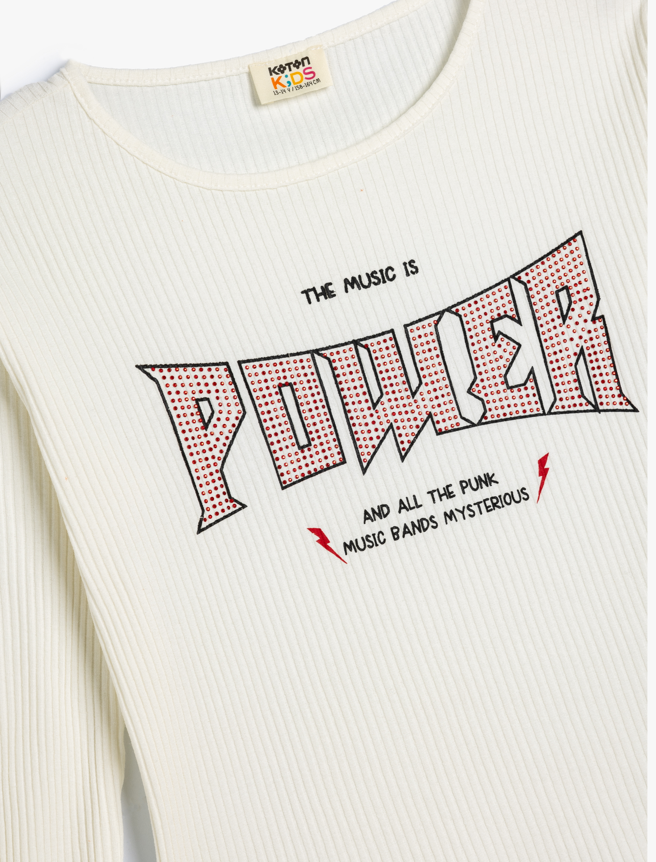  Kız Çocuk Pamuklu Uzun Kollu Slogan Baskılı Kaşkorse Tişört