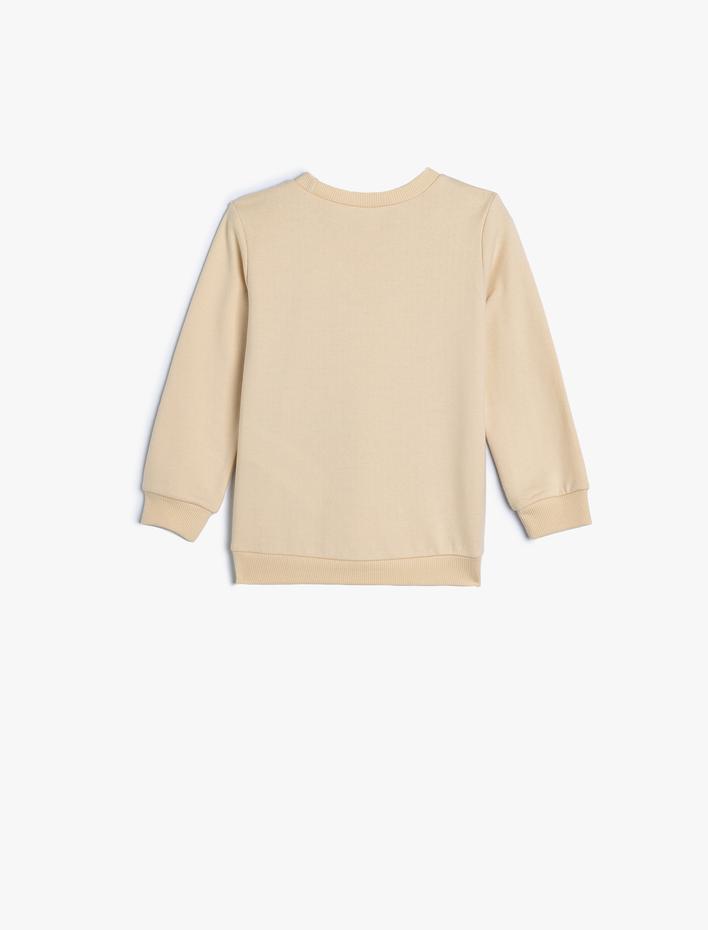 Kız Bebek Sweatshirt Fil Baskılı Bisiklet Yaka Pamuklu Şardonlu