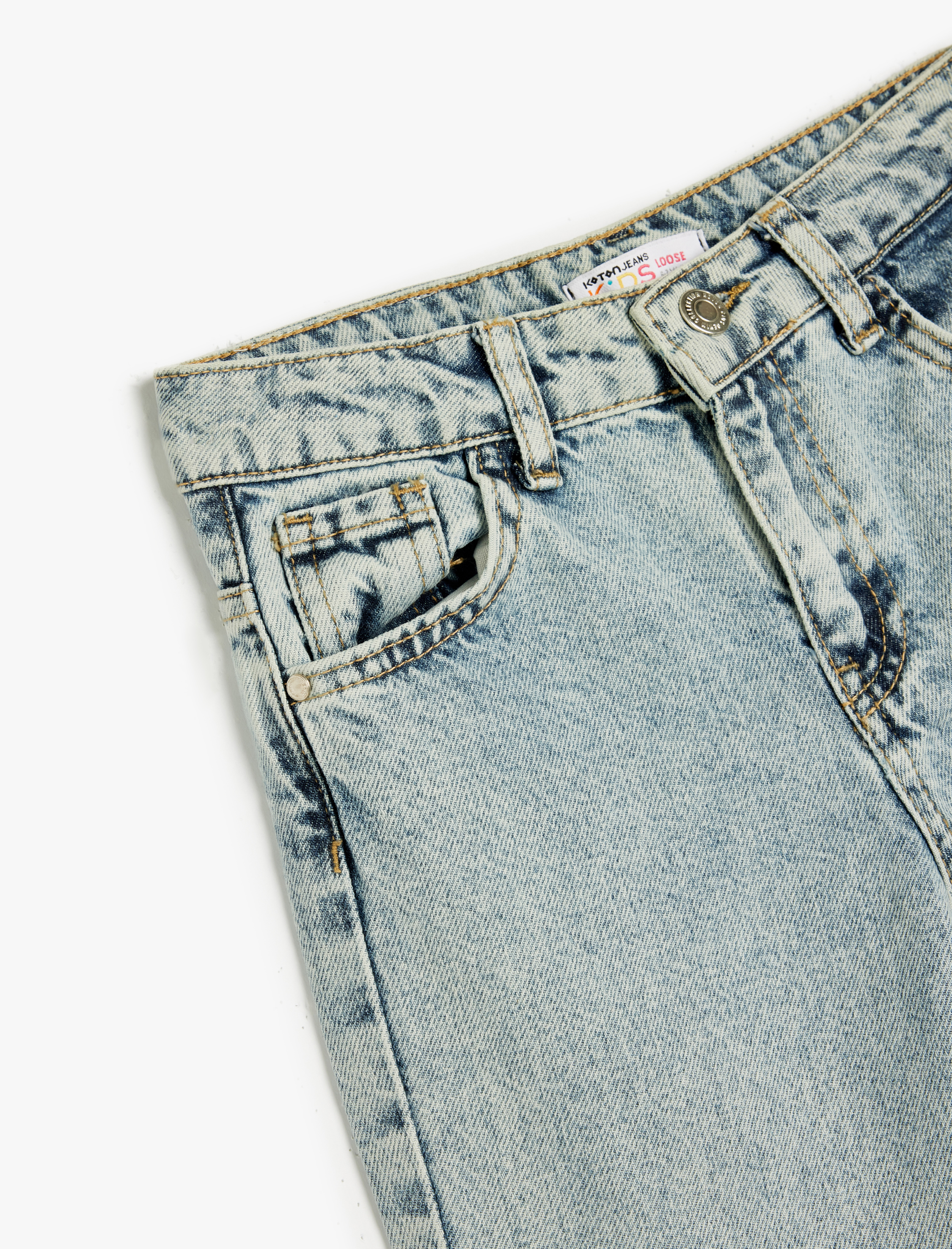  Kız Çocuk Jogger Kot Pantolon Cepli Pamuklu - Jegging Jean Beli Ayarlanabilir Lastikli