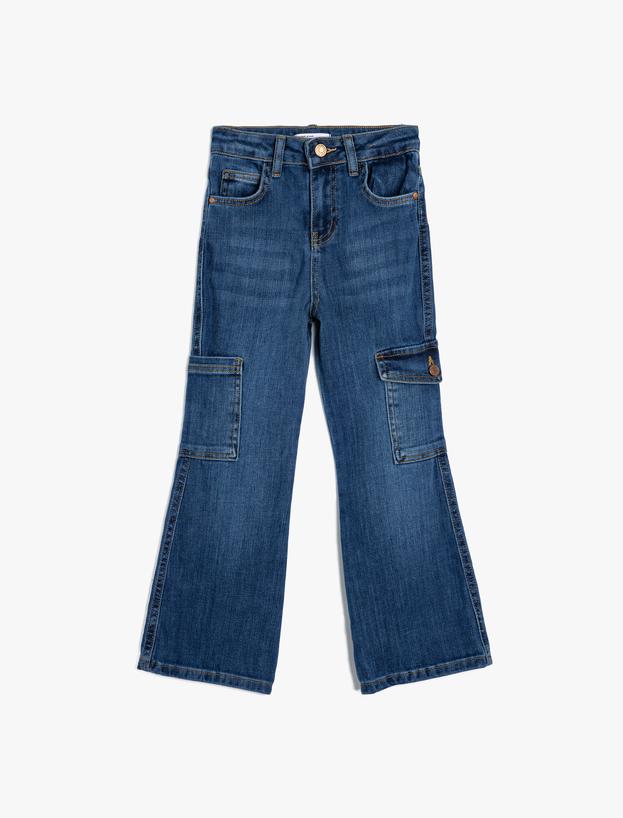 Geniş Paça Kot Pantolon Cepli Pamuklu - Wide Leg Jean_0