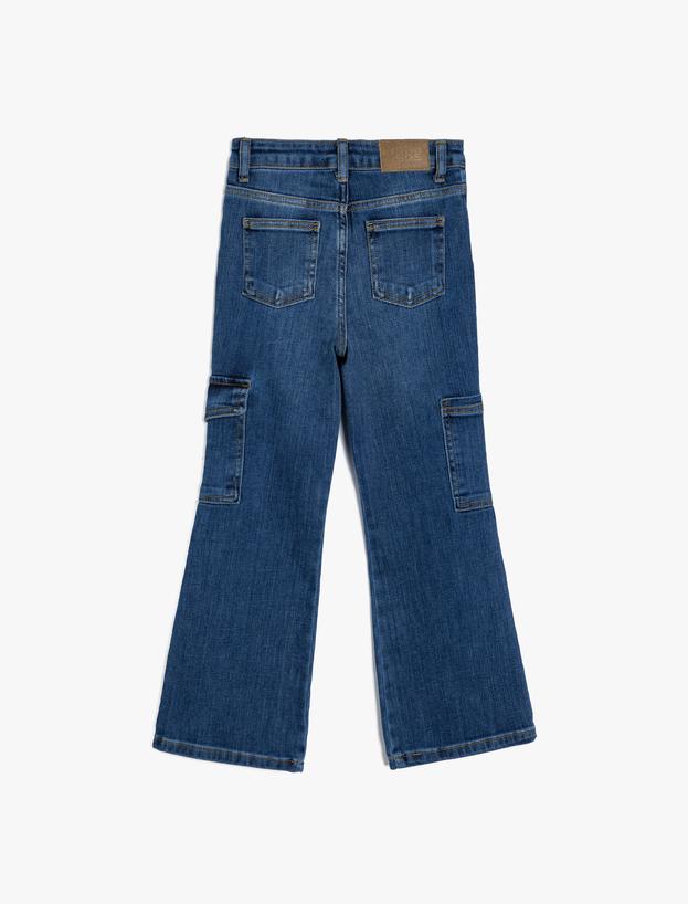 Geniş Paça Kot Pantolon Cepli Pamuklu - Wide Leg Jean_1