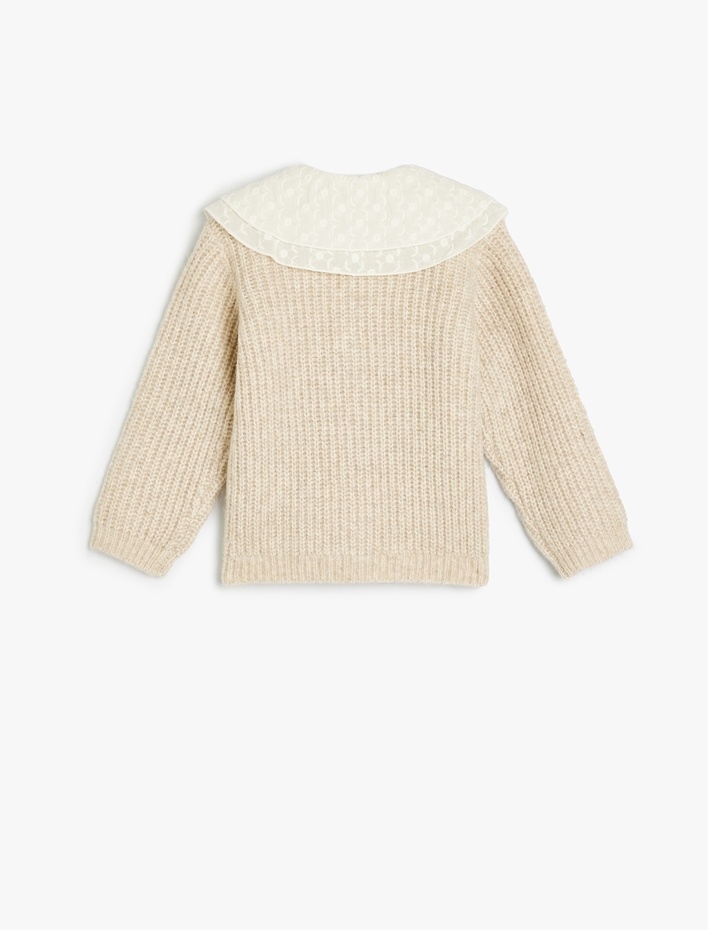 Kız Bebek Basic Triko Hırka Bebe Yaka Düğme Detaylı