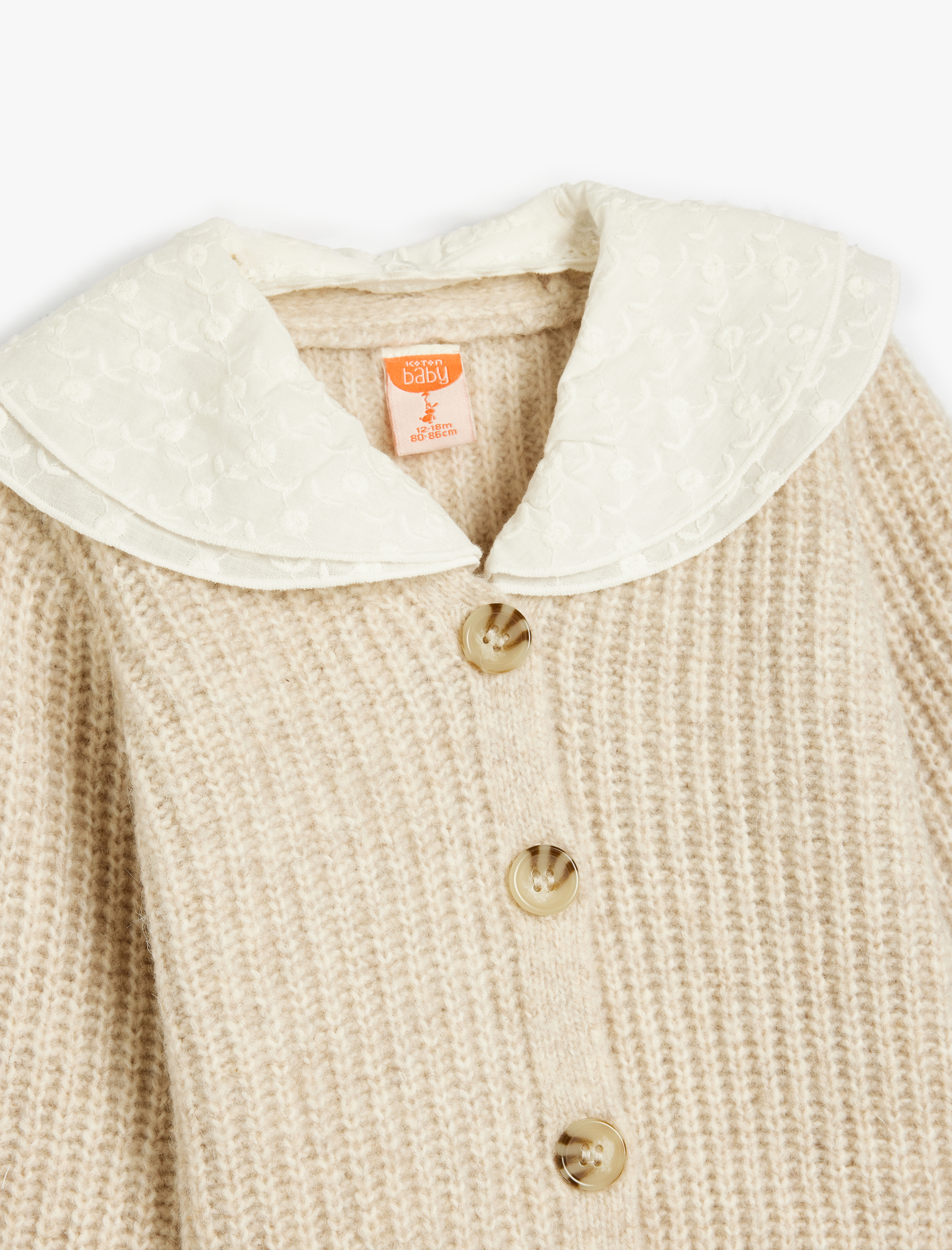 Kız Bebek Basic Triko Hırka Bebe Yaka Düğme Detaylı