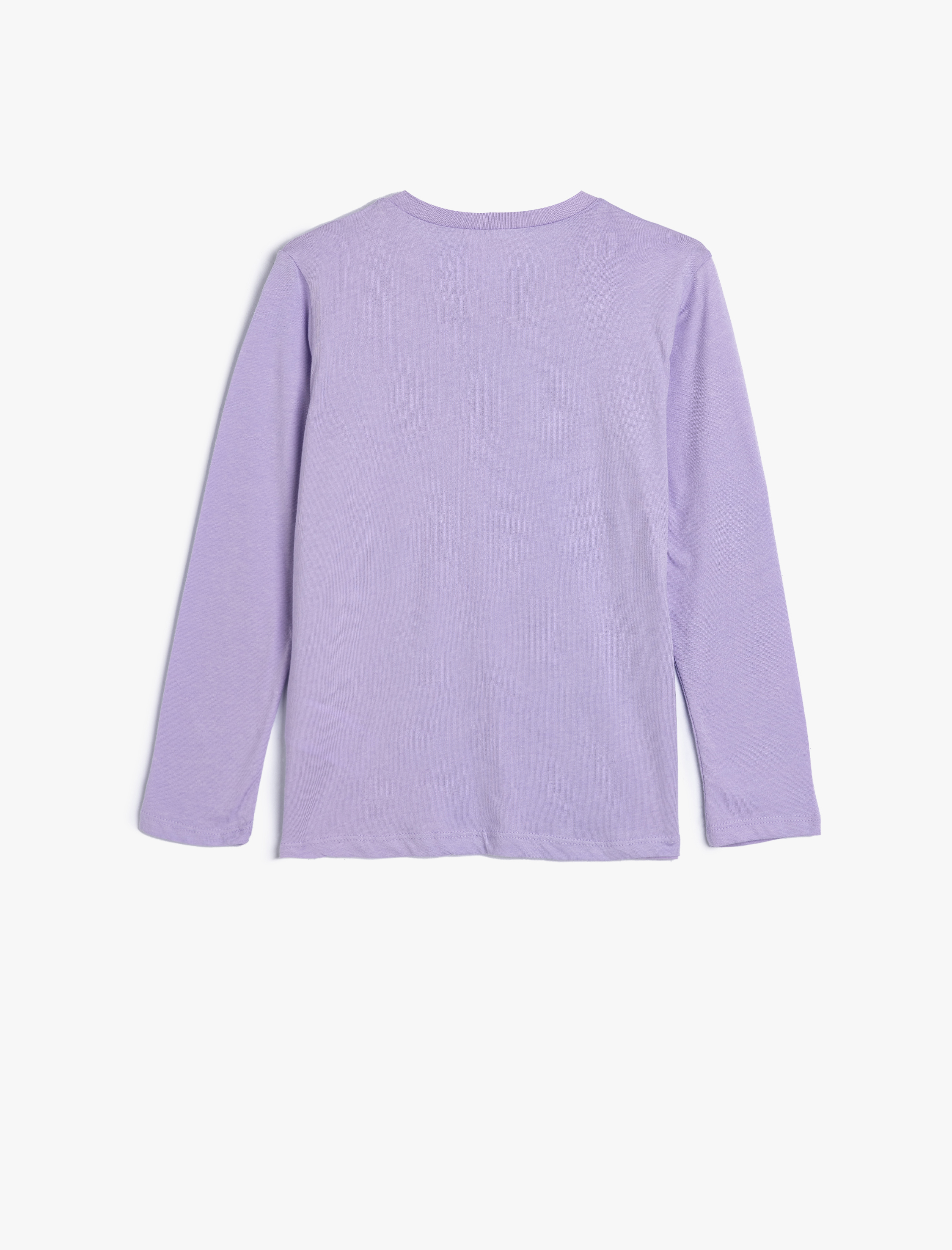  Kız Çocuk Uzun Kollu Slogan Baskılı Pamuklu Bisiklet Yaka Tişört