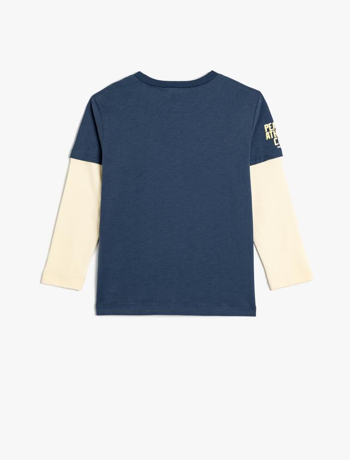 Erkek Çocuk Snoopy Baskılı Lisanslı Tişört Uzun Kollu Bisiklet Yaka