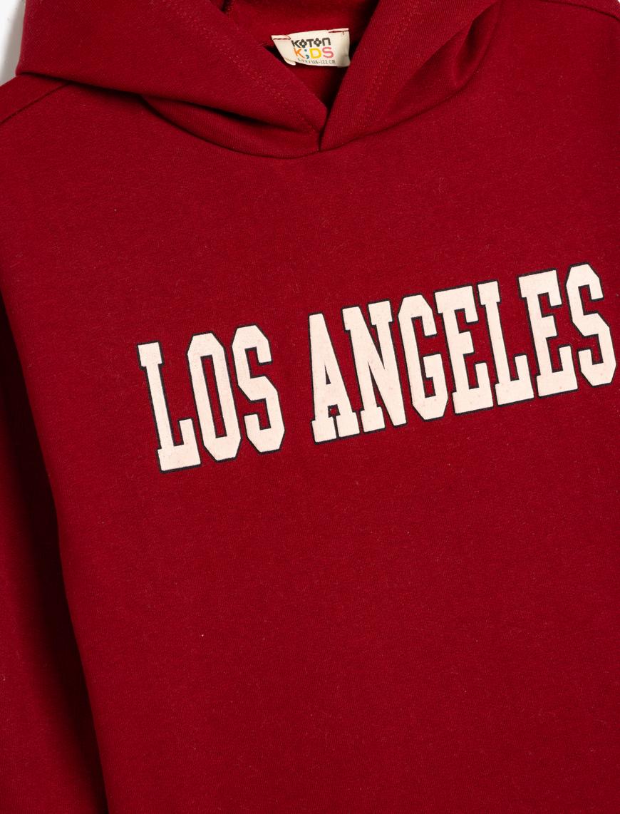  Erkek Çocuk Kapşonlu Sweatshirt Los Angeles Baskılı Şardonlu