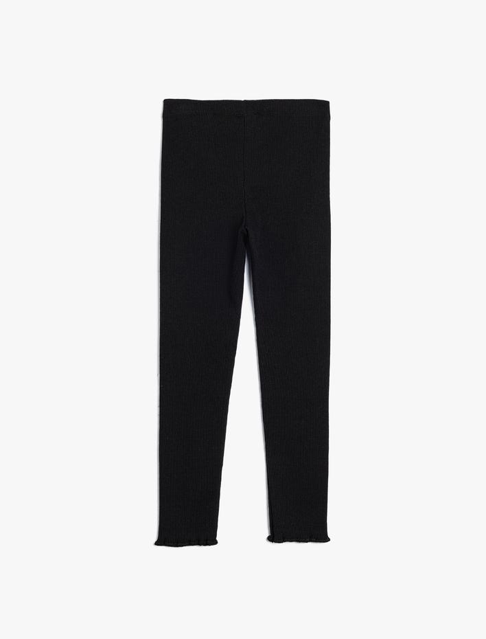 Kız Çocuk Basic Tayt Beli Lastikli Kaşkorse Fiyonk Detaylı