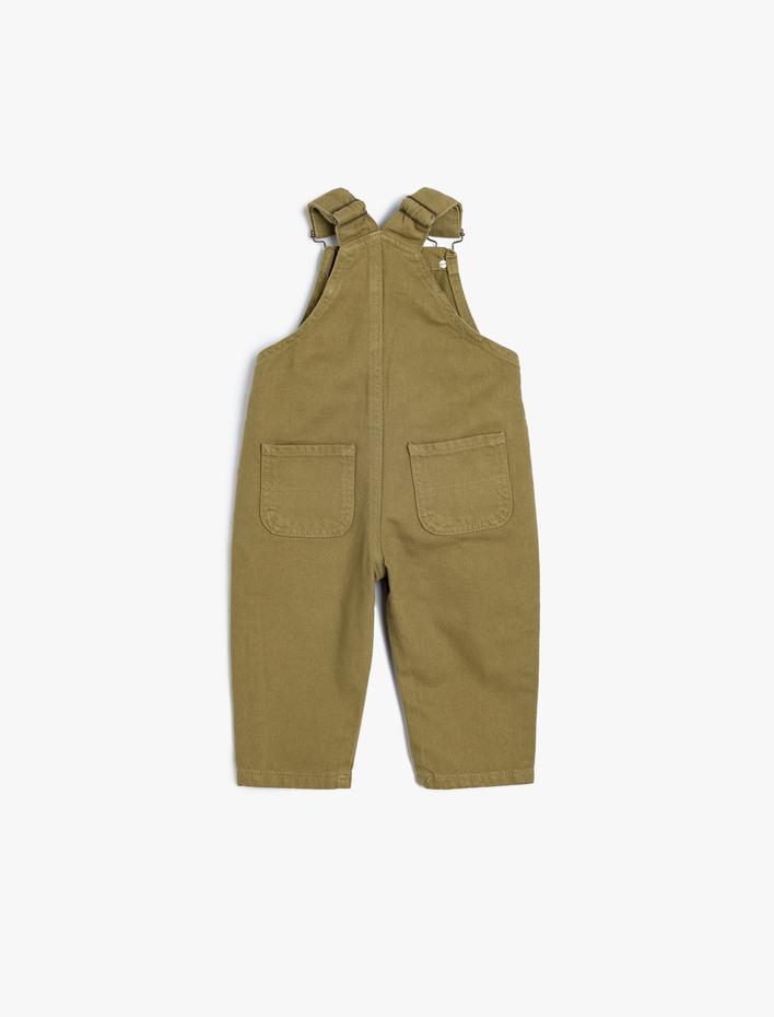 Erkek Bebek Kot Salopet Tulum Cep Detaylı Ayarlanabilir Askılı Pamuklu