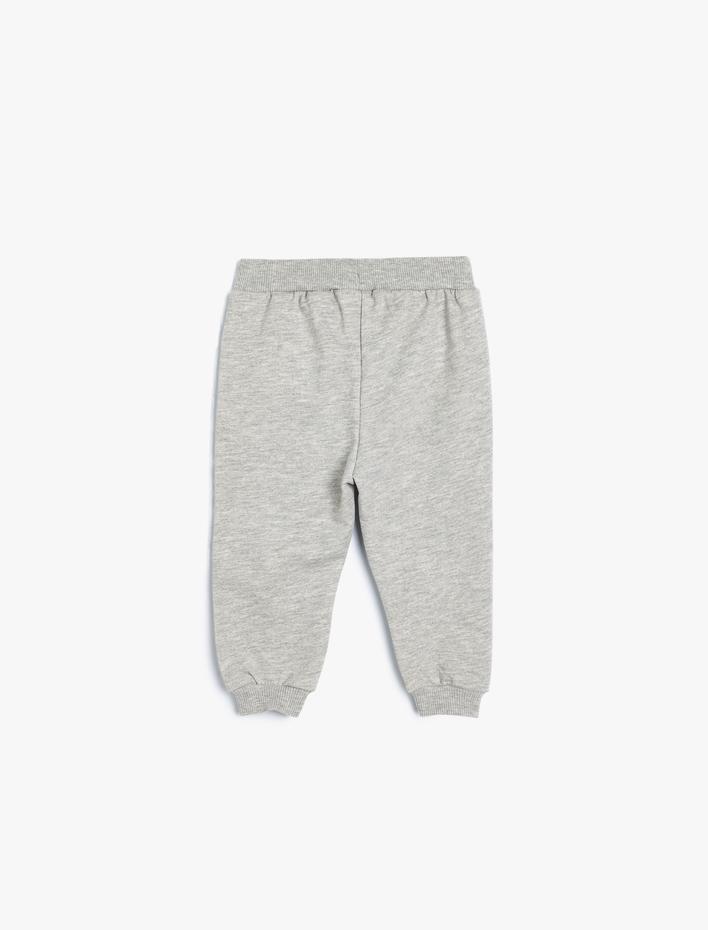 Erkek Bebek Jogger Eşofman Altı Beli Bağlamalı Canavar Baskılı Pamuklu Şardonlu