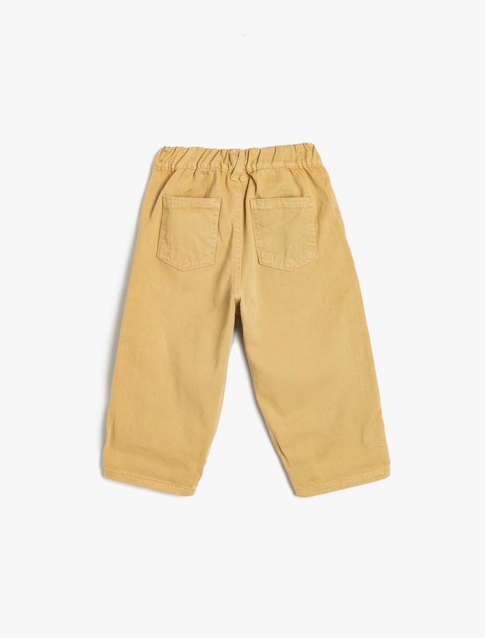 Erkek Bebek Kot Pantolon Beli Lastikli Pamuklu Cep Detaylı