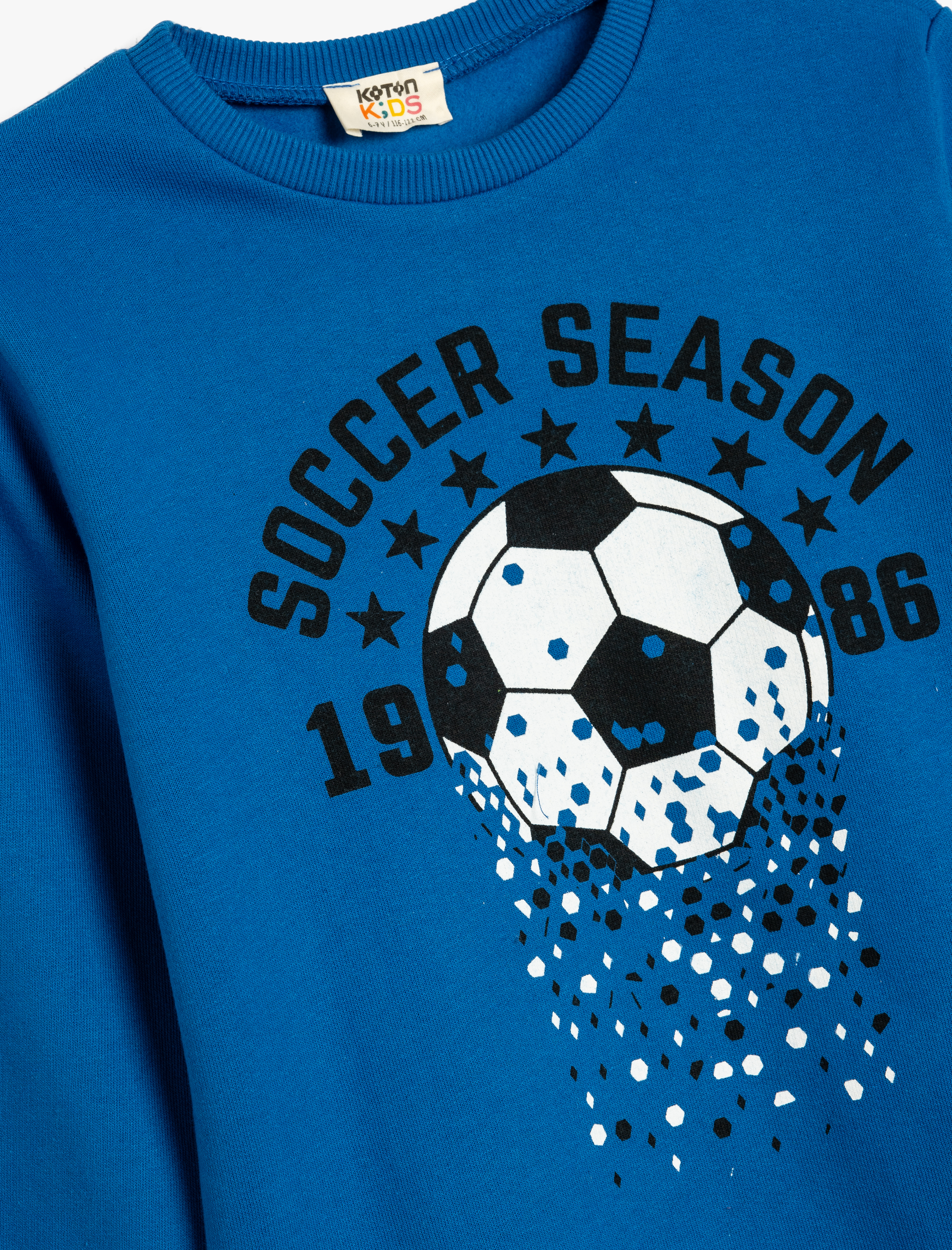  Erkek Çocuk Sweatshirt Uzun Kollu Bisiklet Yaka Futbol Baskılı Şardonlu