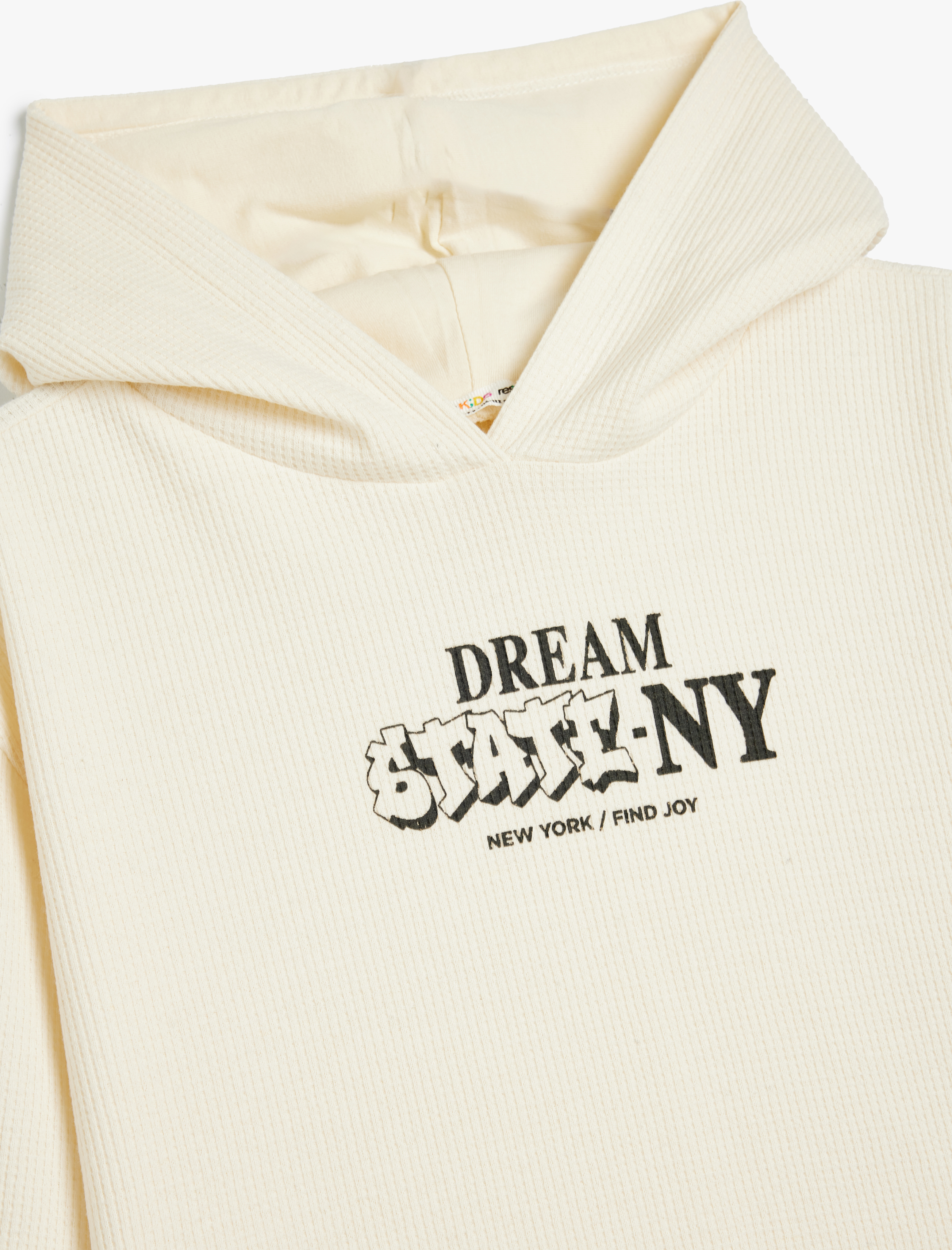  Erkek Çocuk Kapşonlu Slogan Baskılı Uzun Kollu Sweatshirt