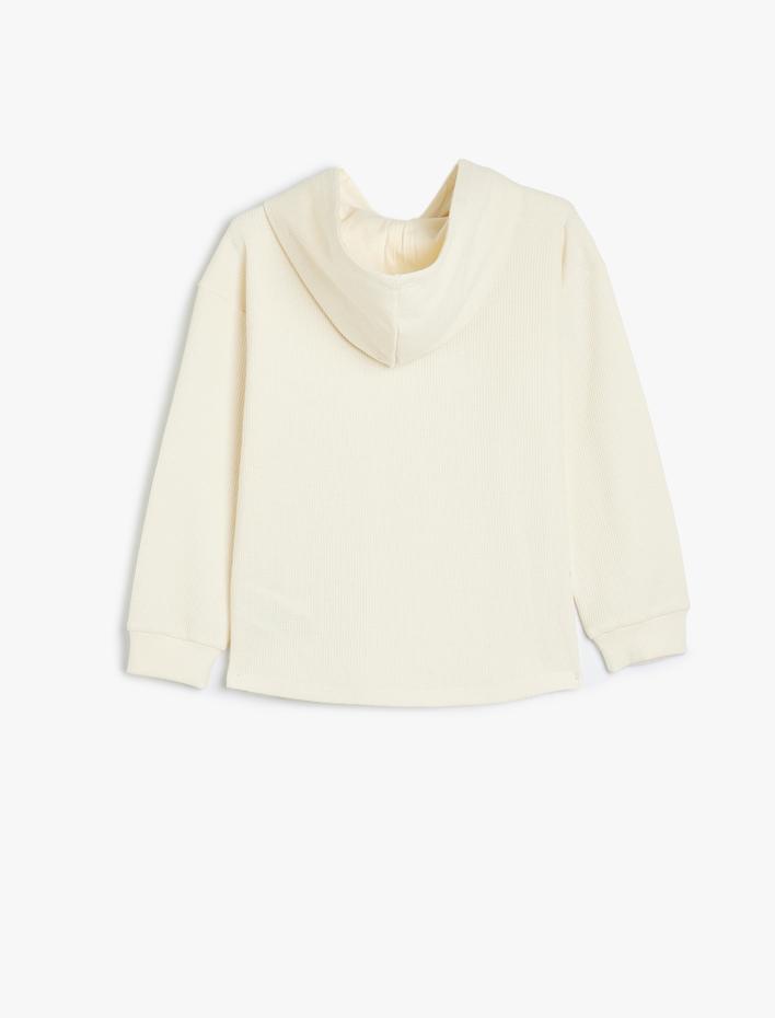 Erkek Çocuk Kapşonlu Slogan Baskılı Uzun Kollu Sweatshirt