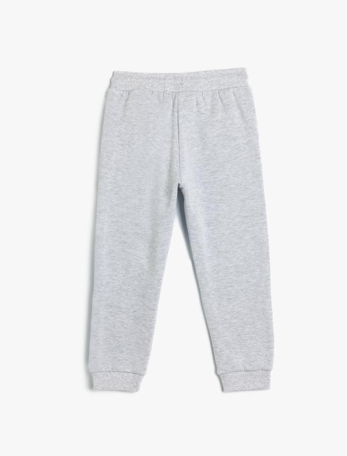 Erkek Çocuk Jogger Eşofman Altı Kolej Baskılı Beli Bağlamalı Cepli Şardonlu