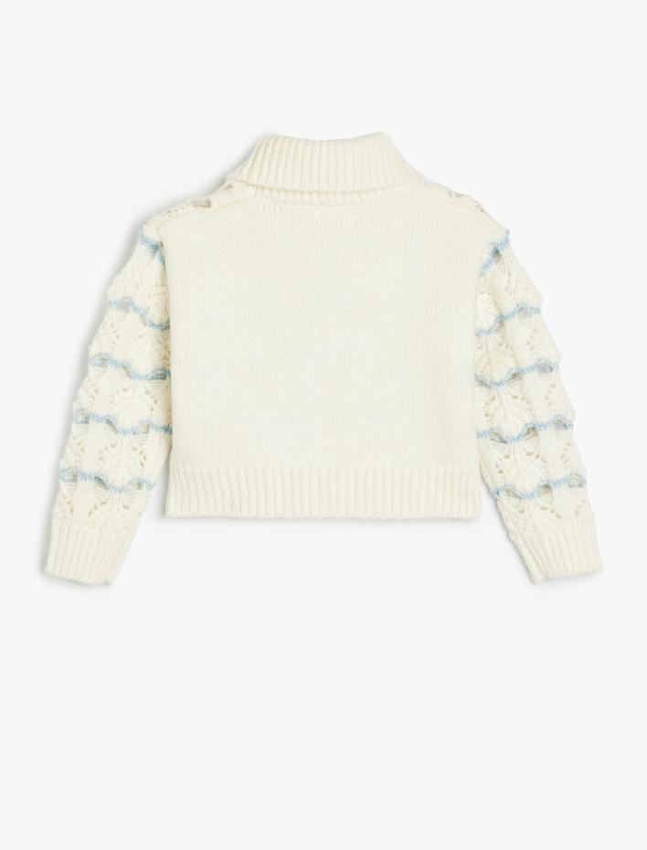 Kız Çocuk Uzun Kollu Balıkçı Yaka Crop Kazak