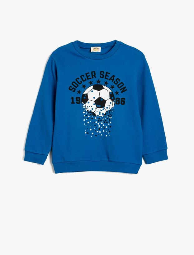 Sweatshirt Uzun Kollu Bisiklet Yaka Futbol Baskılı Şardonlu_0