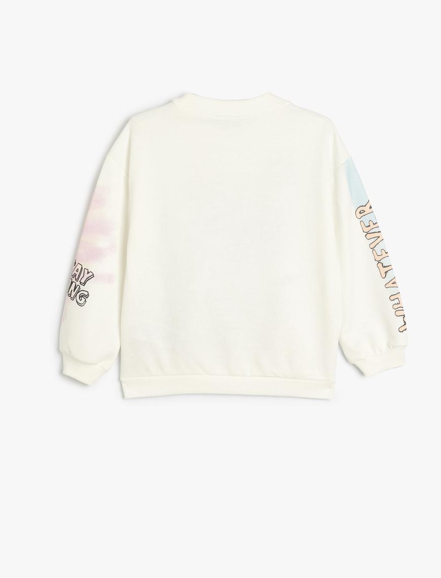  Kız Çocuk Sweatshirt Grafiti Temalı Bisiklet Yaka Uzun Kollu