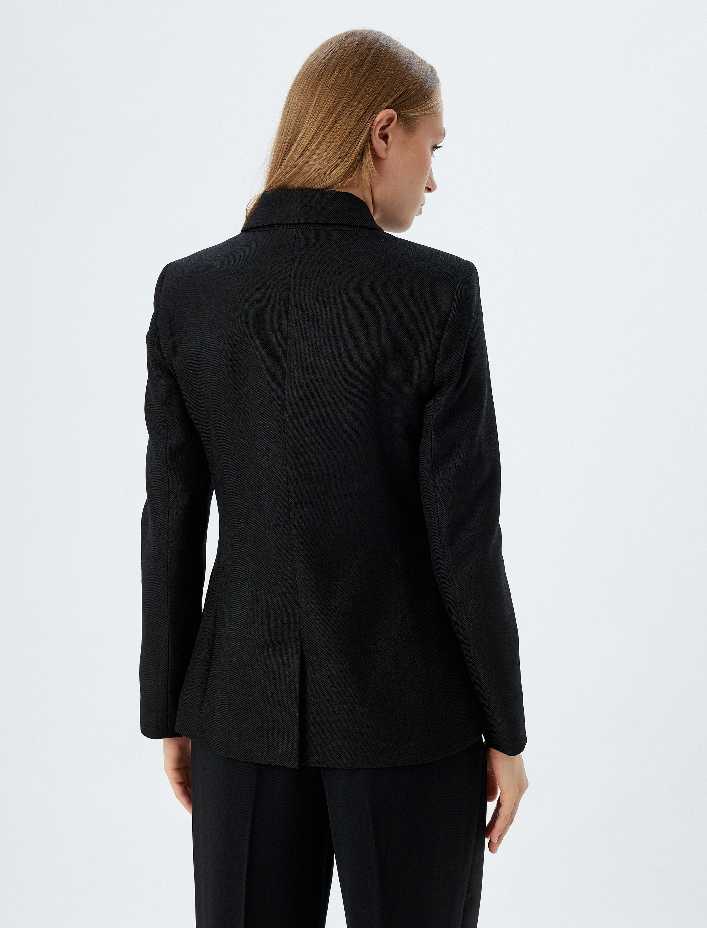   Düğmeli Cepli Kruvaze Blazer Ceket