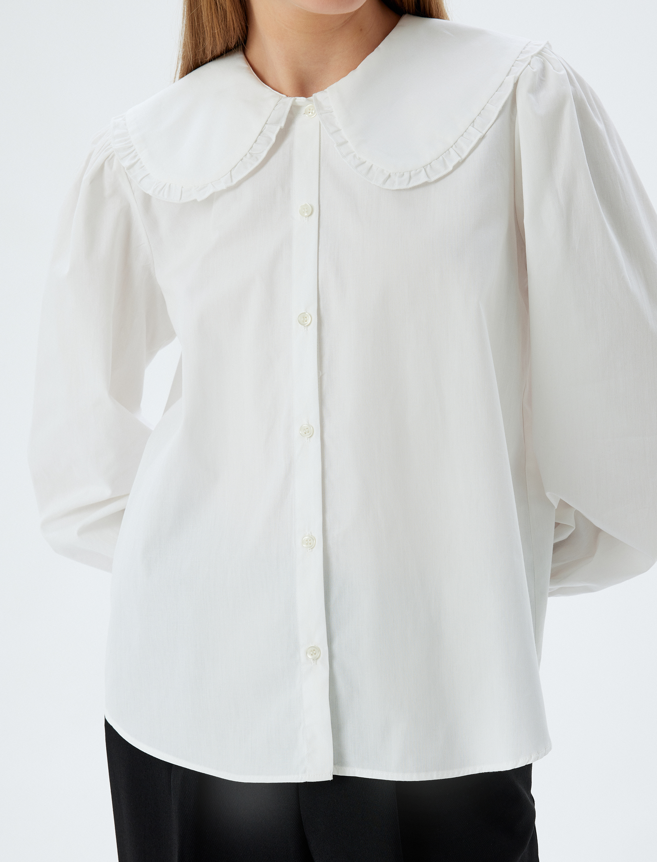 Geniş Bebe Yaka Gömlek Uzun Kollu Regular Fit