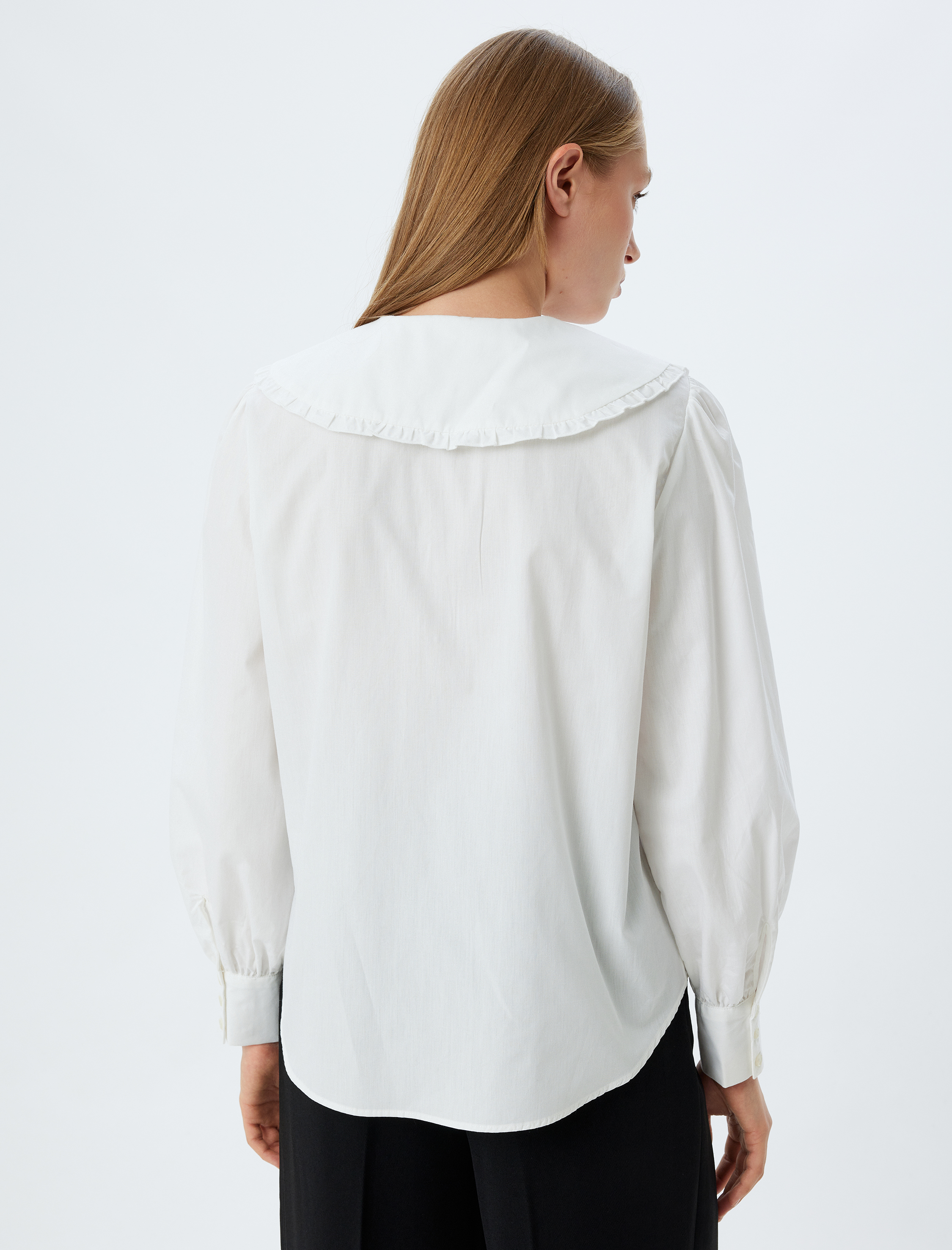 Geniş Bebe Yaka Gömlek Uzun Kollu Regular Fit