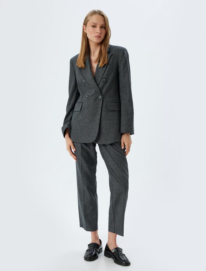  Cepli Düğmeli Kruvaze Oversize Blazer Ceket