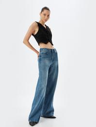 Tüvit Yelek Crop Kolsuz Düğmeli V Yaka Slim Fit