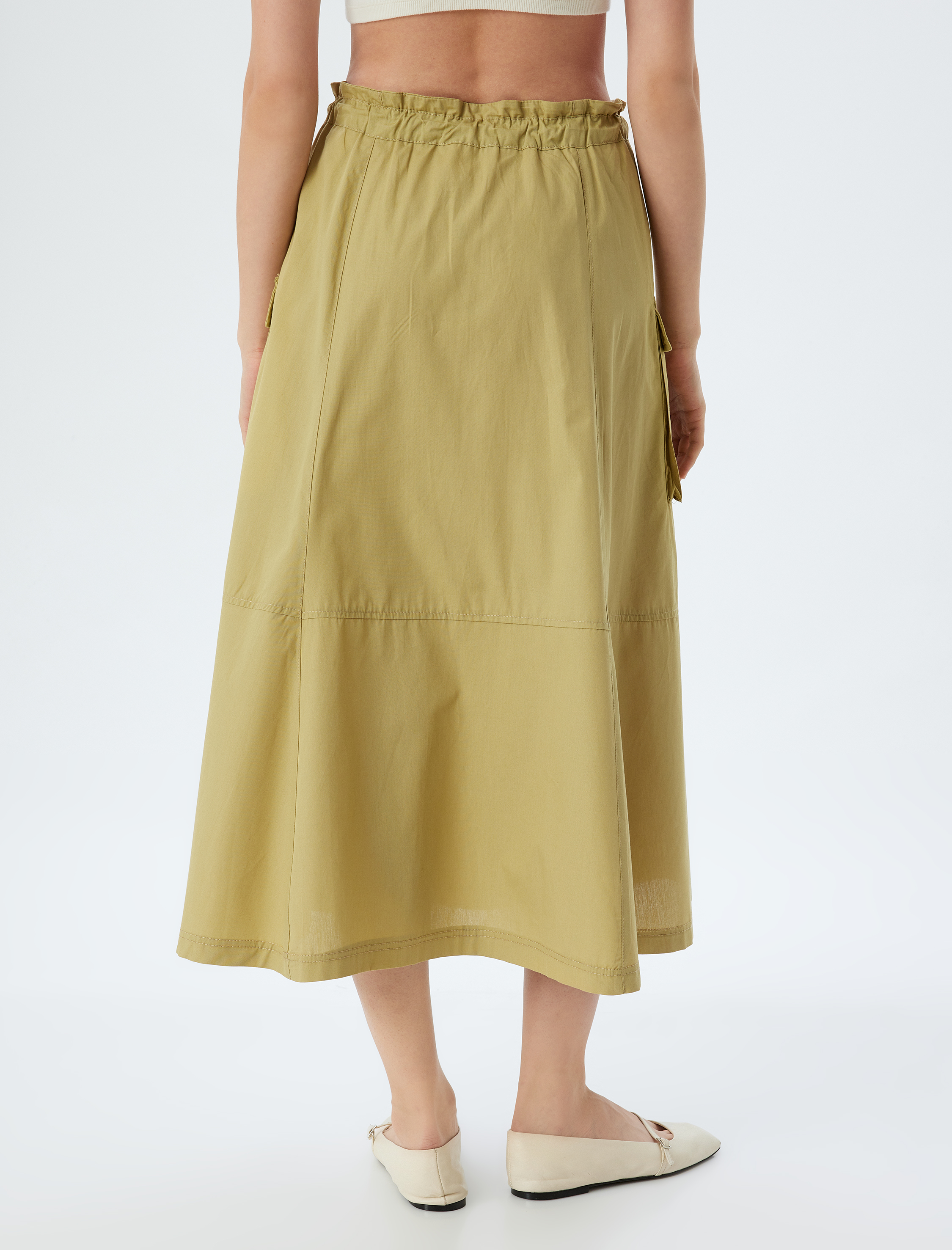   Kargo Cepli A Kesim Beli Lastikli Midi Boy Etek