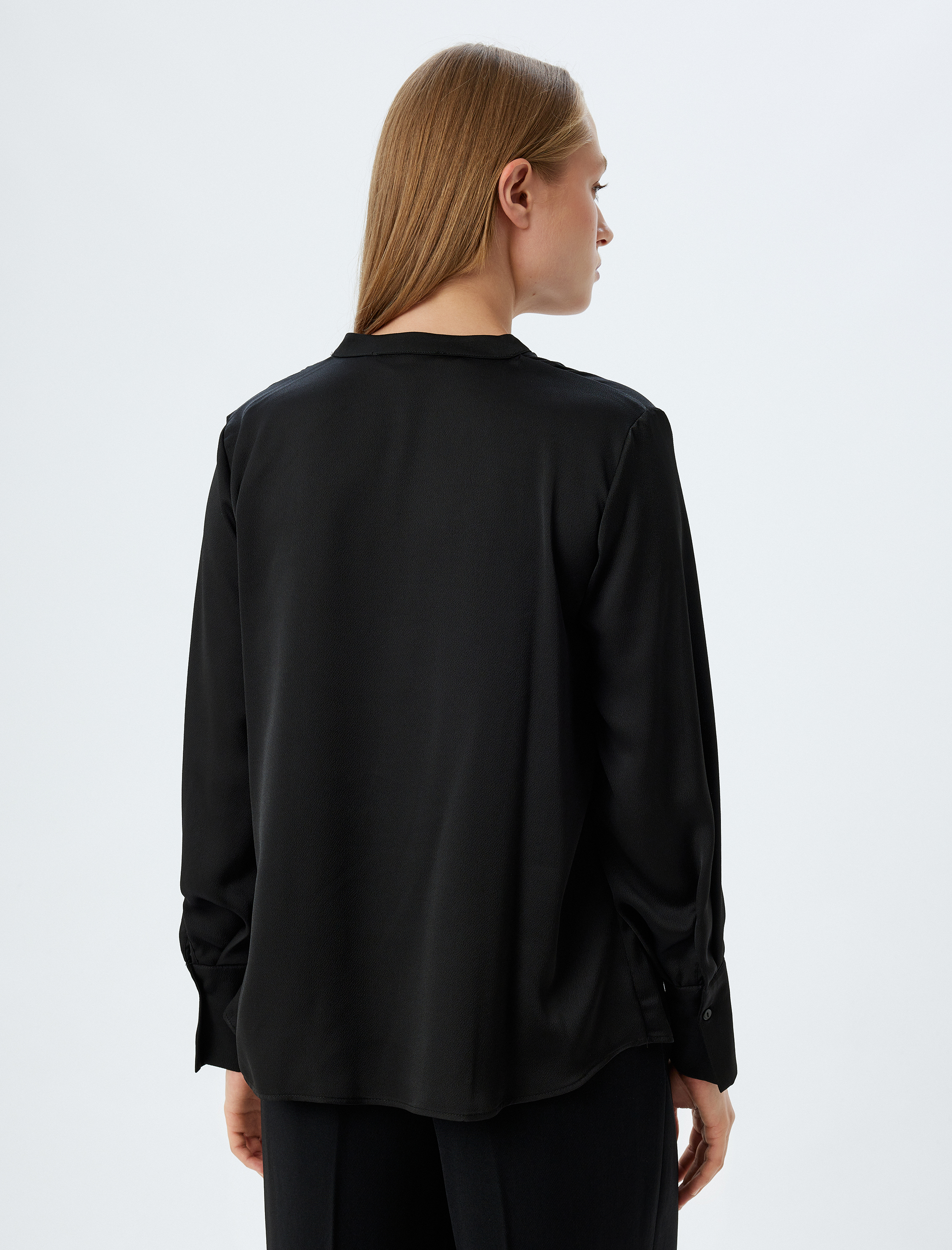 V Yaka Bluz Uzun Kollu Regular Fit