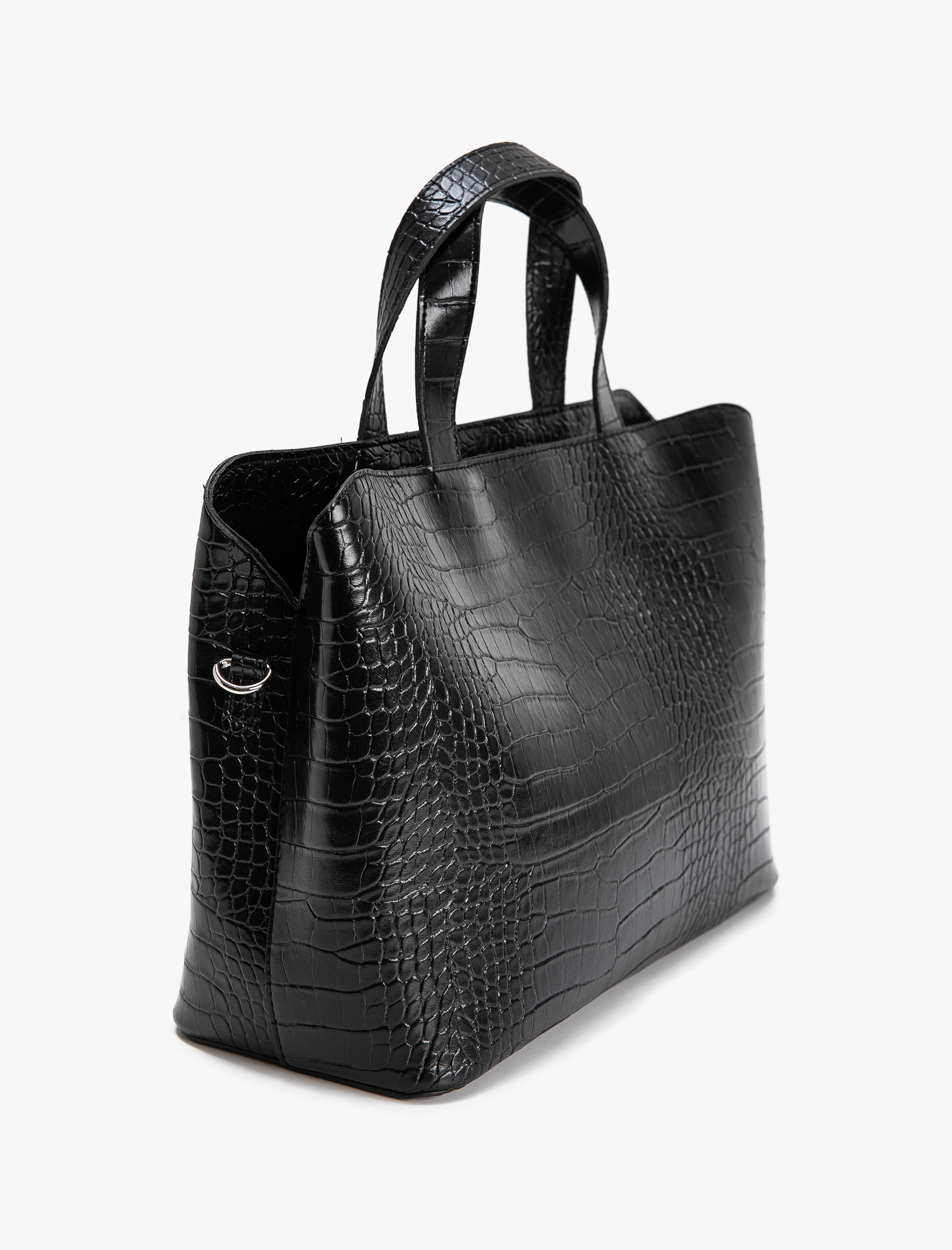 Kadın Tote Çanta Kroko Suni Deri Fermuarlı Çıtçıt Kapama