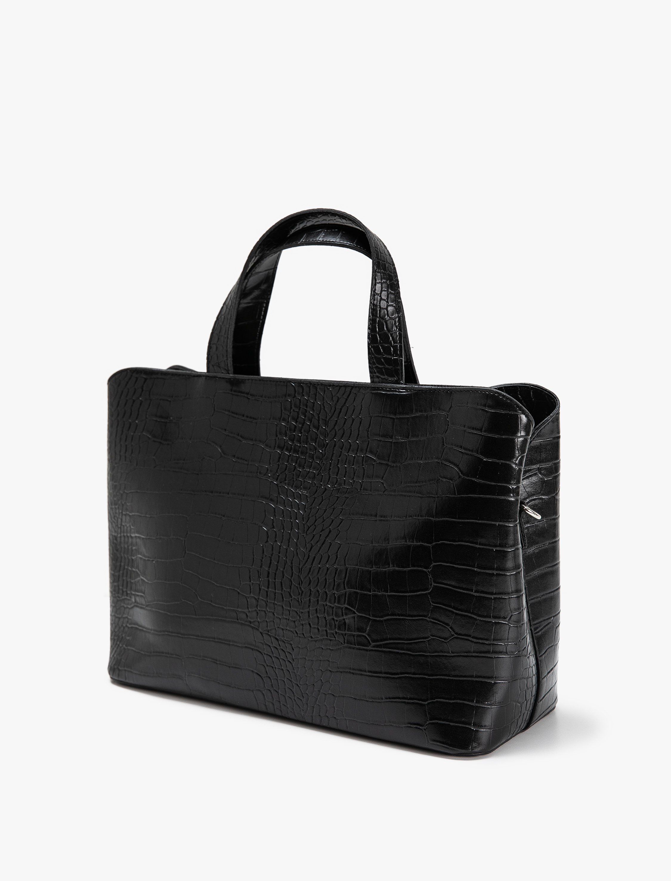 Kadın Tote Çanta Kroko Suni Deri Fermuarlı Çıtçıt Kapama