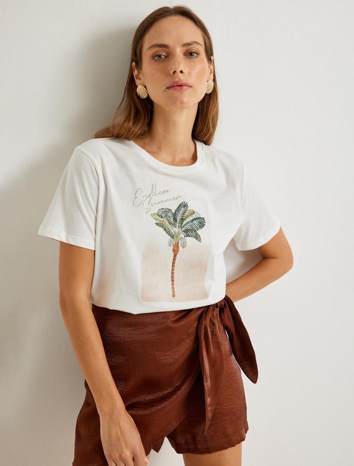  Koton X Şahika Ercümen - Baskılı Tişört Kısa Kollu Yuvarlak Yaka Pamuklu