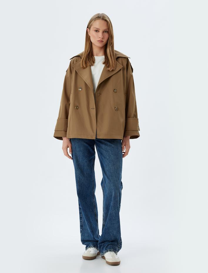  Cepli Kruvaze Kısa Trençkot