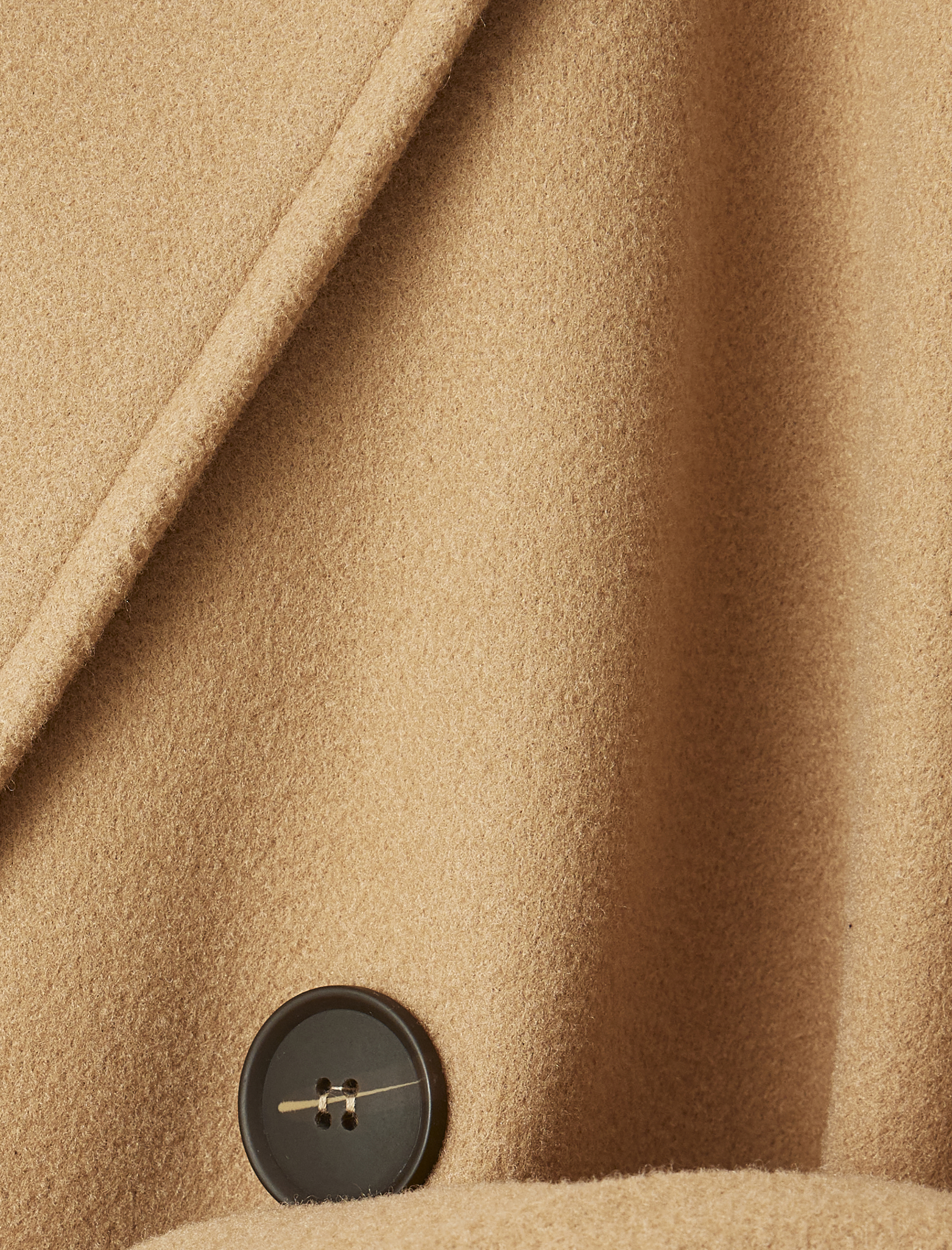   Uzun Kaşe Kaban Kalın Kruvaze Cepli Kuşak Detaylı