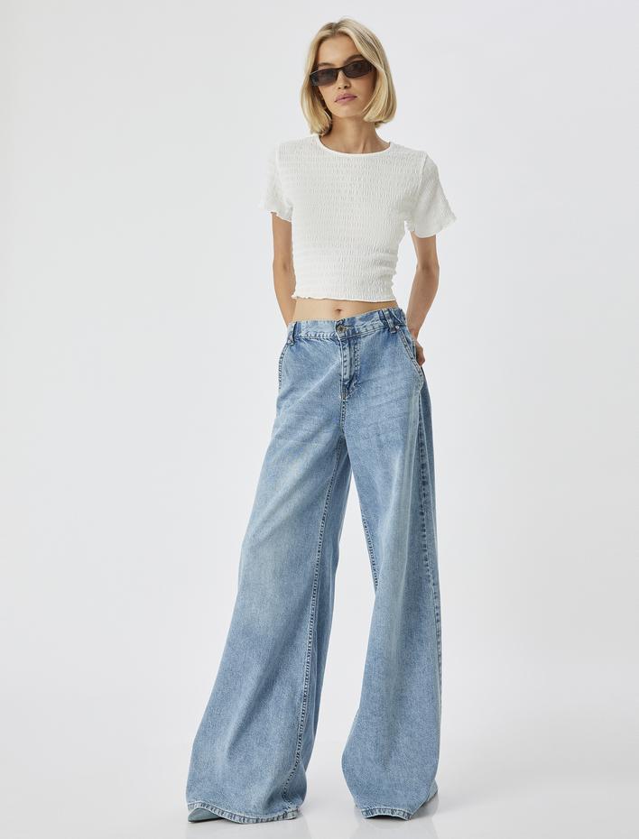  Dokulu Tişört Kısa Kollu Bisiklet Yaka Slim Fit