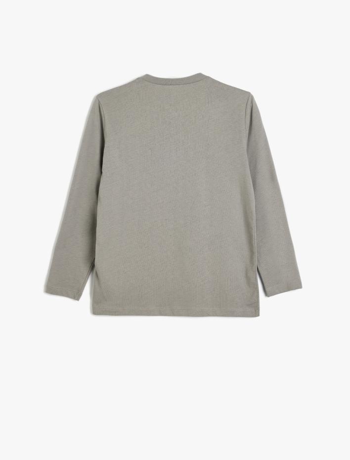 Erkek Çocuk Tişört Uzay Baskılı Uzun Kollu Bisiklet Yaka Pamuklu