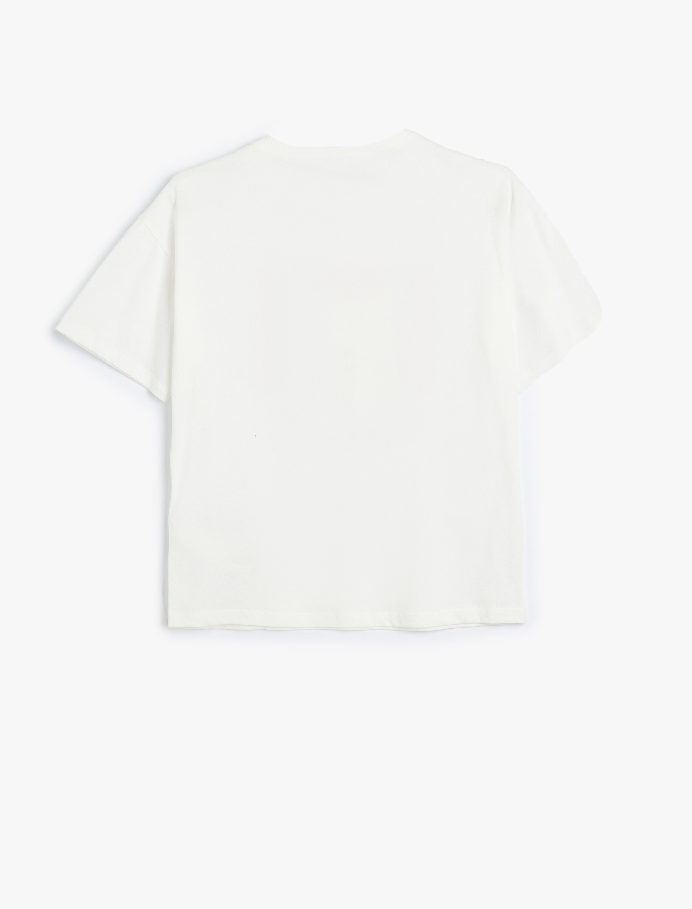  Kız Çocuk Kedi Baskılı Bisiklet Yaka Pamuklu Kısa Kollu Tişört