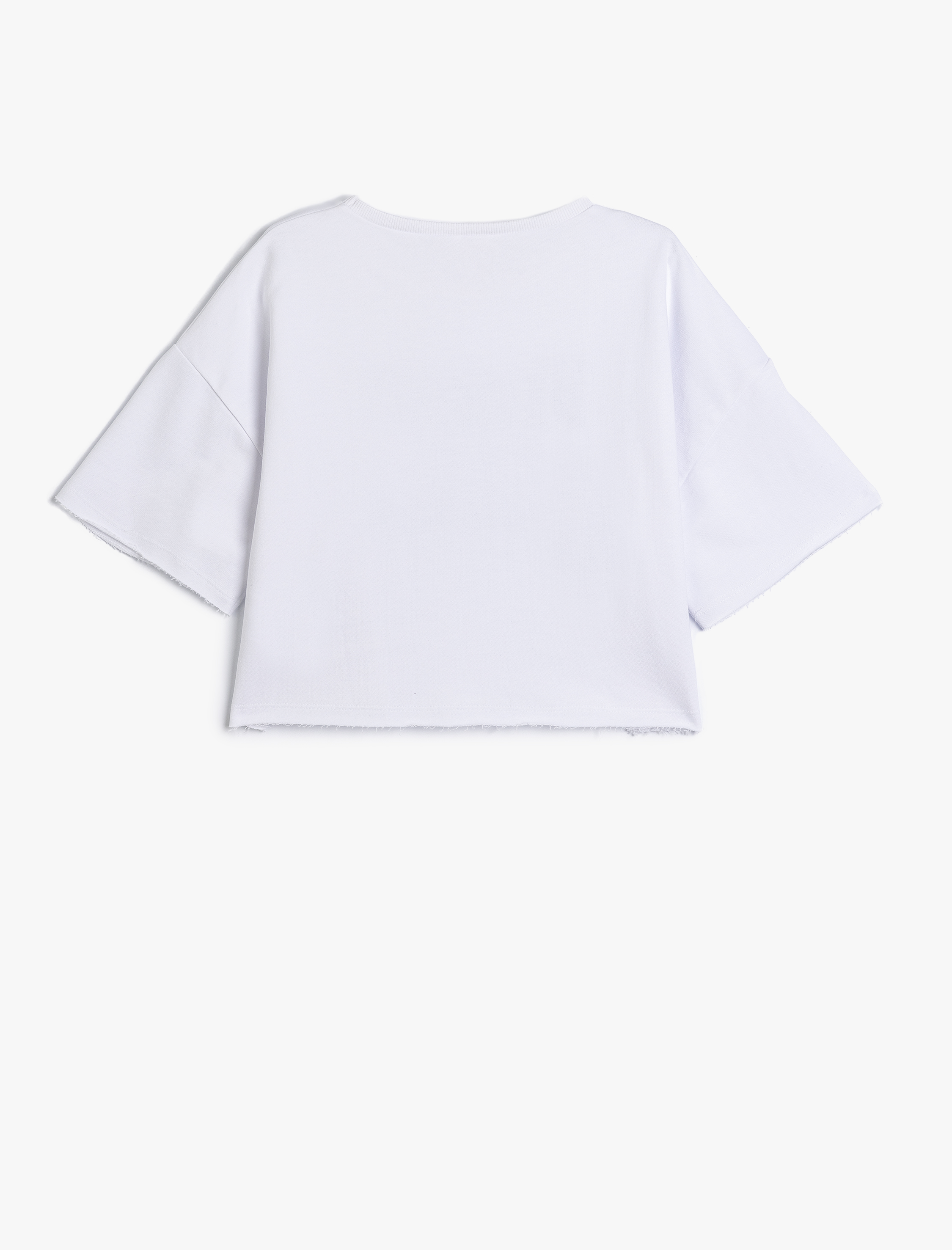  Kız Çocuk Slogan Baskılı Oversize Bisiklet Yaka Pamuklu Tişört