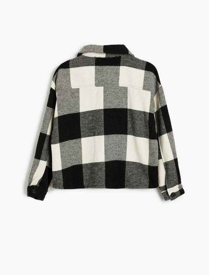 Kız Çocuk Crop Gömlek Ceket Cep Detaylı Uzun Kollu